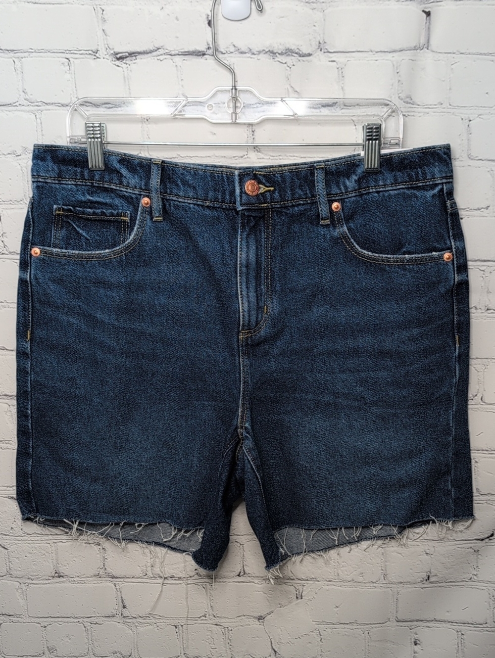 New Loft The Boyfriend Mid Rise Raw Hem Long Shorts Cotton